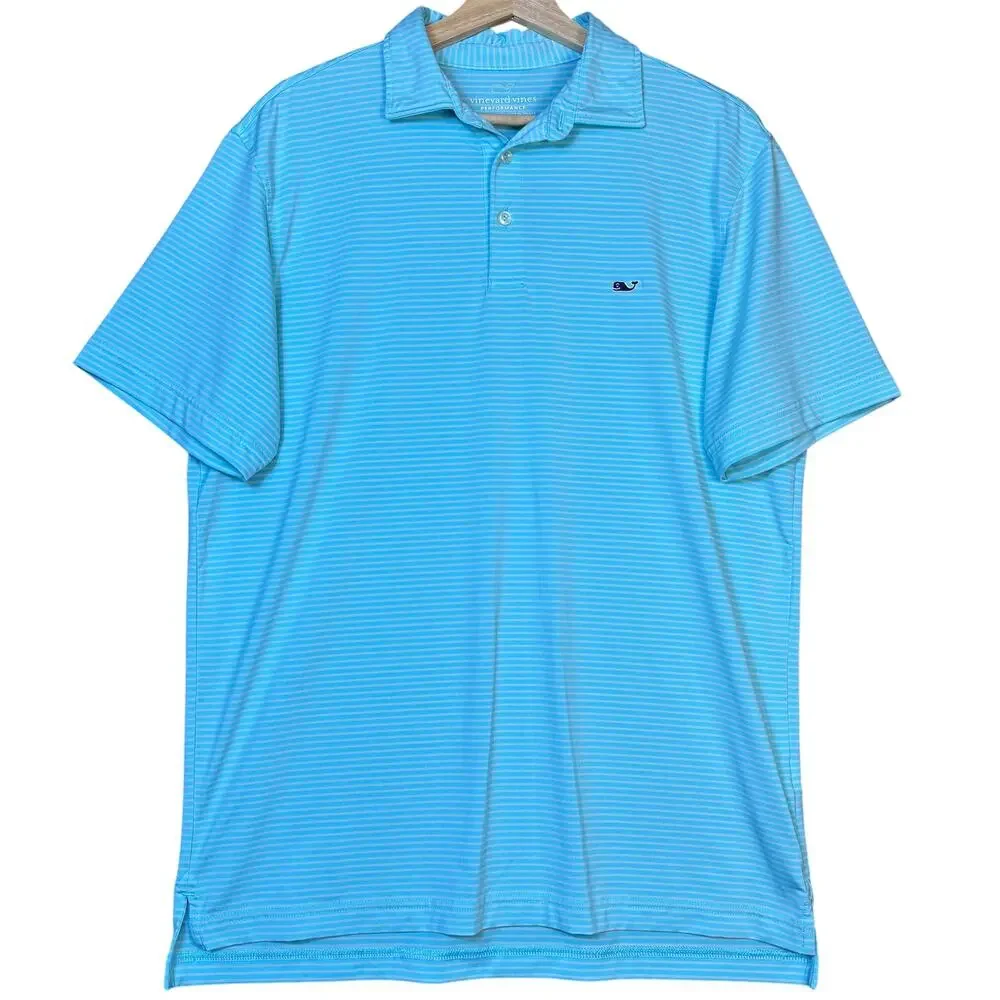 Vineyard Vines Performance Golf Bradley Stripe Sankaty Polo Medium Preppy Travel